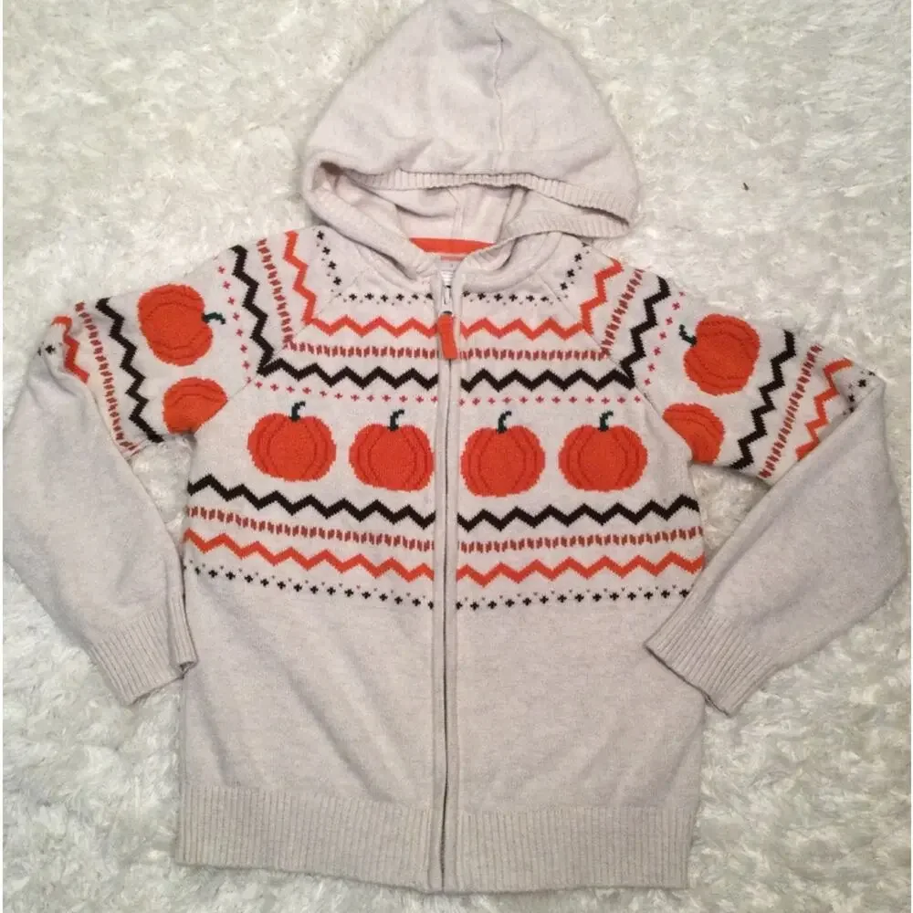 Gymboree Pumpkin Sweater Fall Harvest Hooded Zip Up Pumpkin Sweater 8